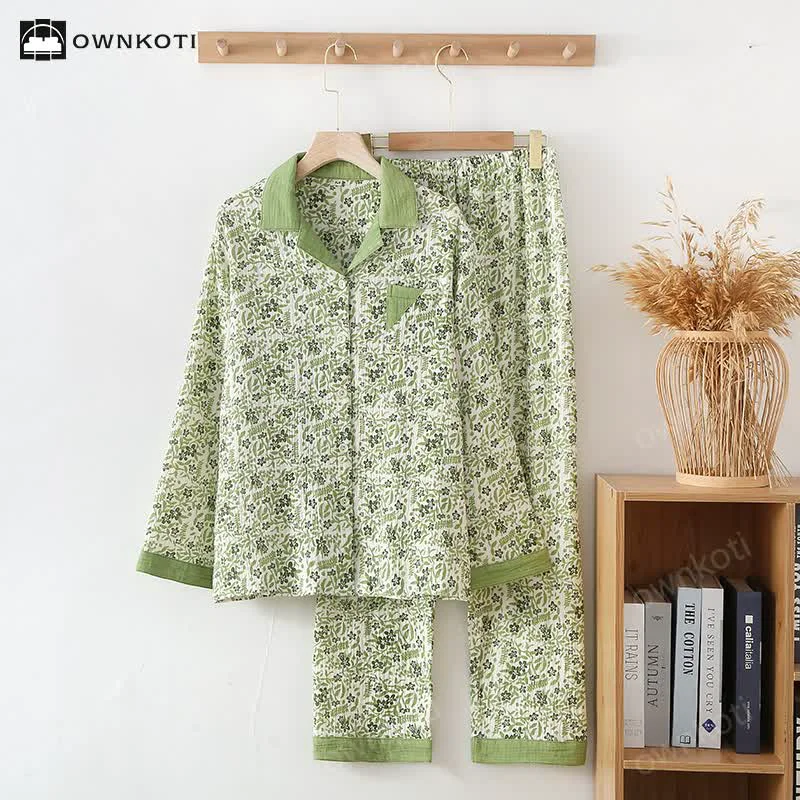 Quality Ownkoti Pastoral Style Floral Cotton Loungewear Set Safe