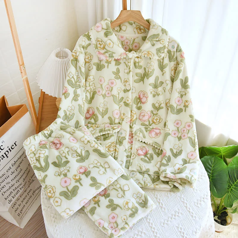 Sophisticated Flannel Floral Pajamas Women Flannel Pajamas Sustainable