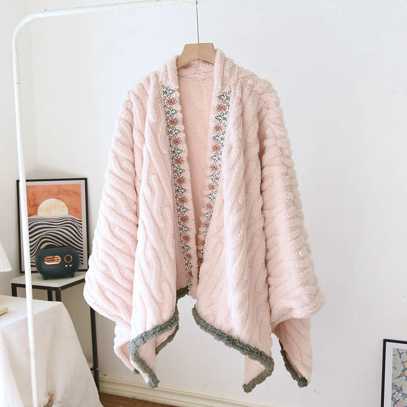 Reliable Ownkoti Retro Embroidered Warm Fleece Shawl Wrap Classic