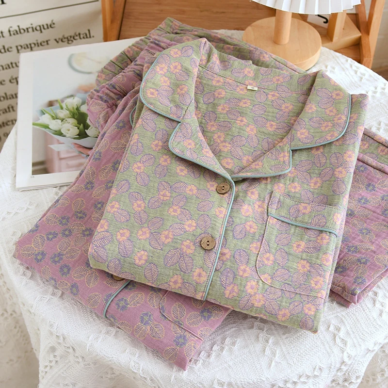 High-Quality Ownkoti Pure Cotton Jacquard Leaf Pajama Set Practical
