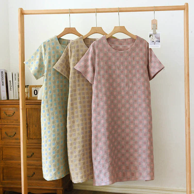 Official Ownkoti Pure Cotton Yarn-dyed Jacquard Nightdress High-Quality
