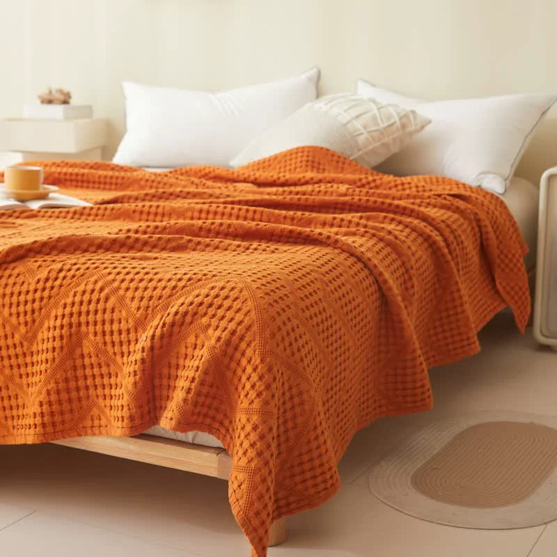 Optimized Ownkoti Solid Color Waffle Texture Towel Quilt Minimalist
