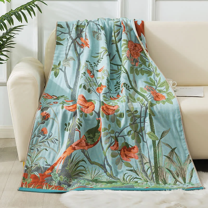 Consistent Ownkoti Floral Four Layers Gauze Bath Towel Fashionable
