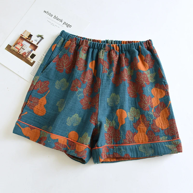 Eco-Friendly Ownkoti Double Layers Cotton Gauze Gourd Pajama Shorts User-Friendly
