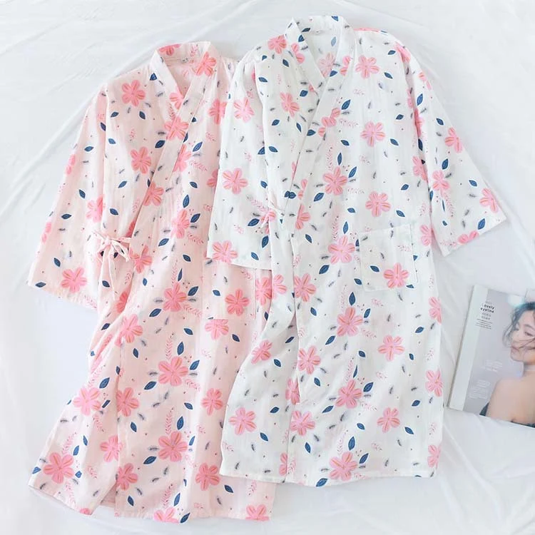 Outstanding Ownkoti Floral Double Layer Cotton Gauze Nightdress First-Class