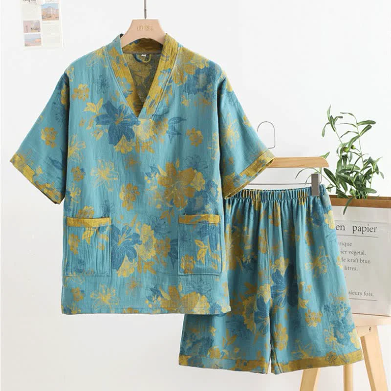 Proven Ownkoti Cotton Gauze V-neck Short Sleeves Pajama Set Natural