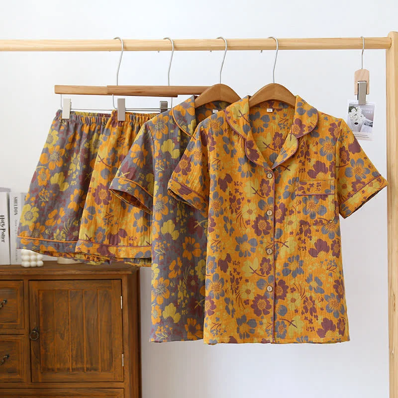 Modern Ownkoti Short-sleeve Shorts Floral Cotton Pajama Set Durable