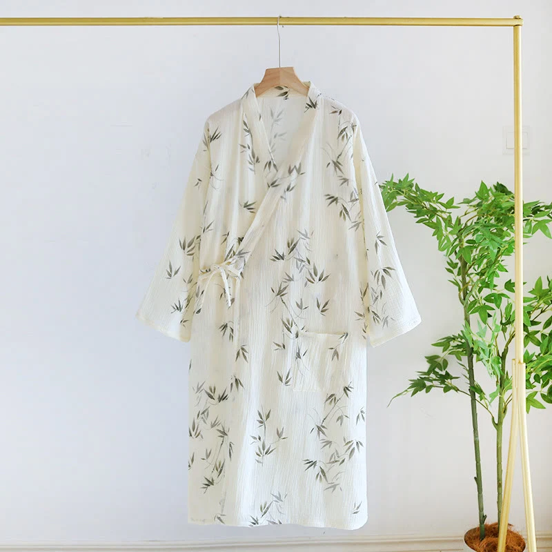 Artisan Ownkoti Pure Cotton Bamboo Print Comfy Bathrobe Reliable