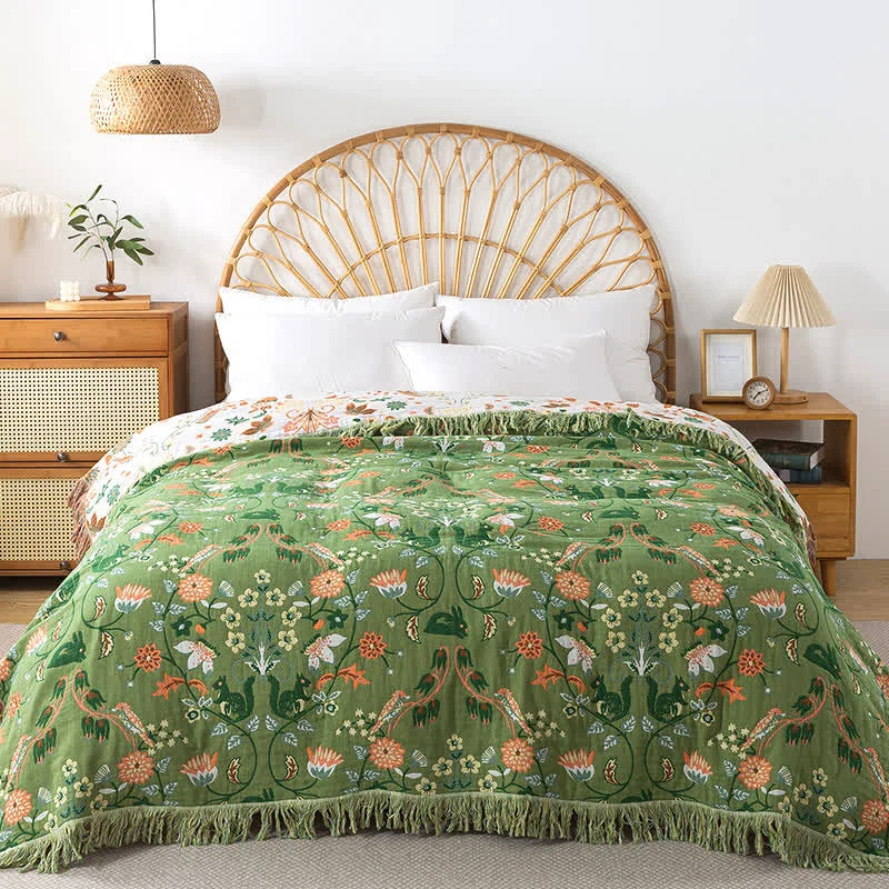 Organic Ownkoti Cotton Gauze Breathable Rural Reversible Quilt Long-Lasting