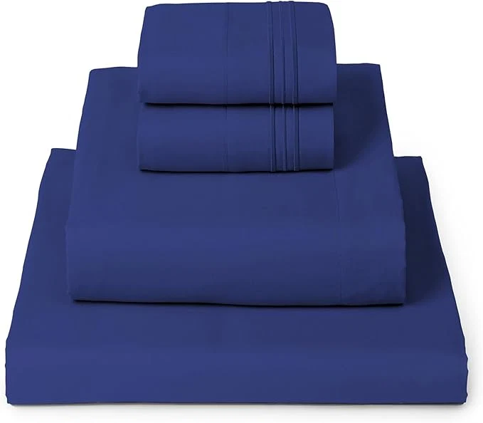 Safe Mellanni California King Sheets Set – 4 PC Iconic Collection Bedding – Hotel Luxury Extra Soft Cooling Bed Sheets – Wrinkle Fade Stain Resistant Cal King Royal Blue Breathable