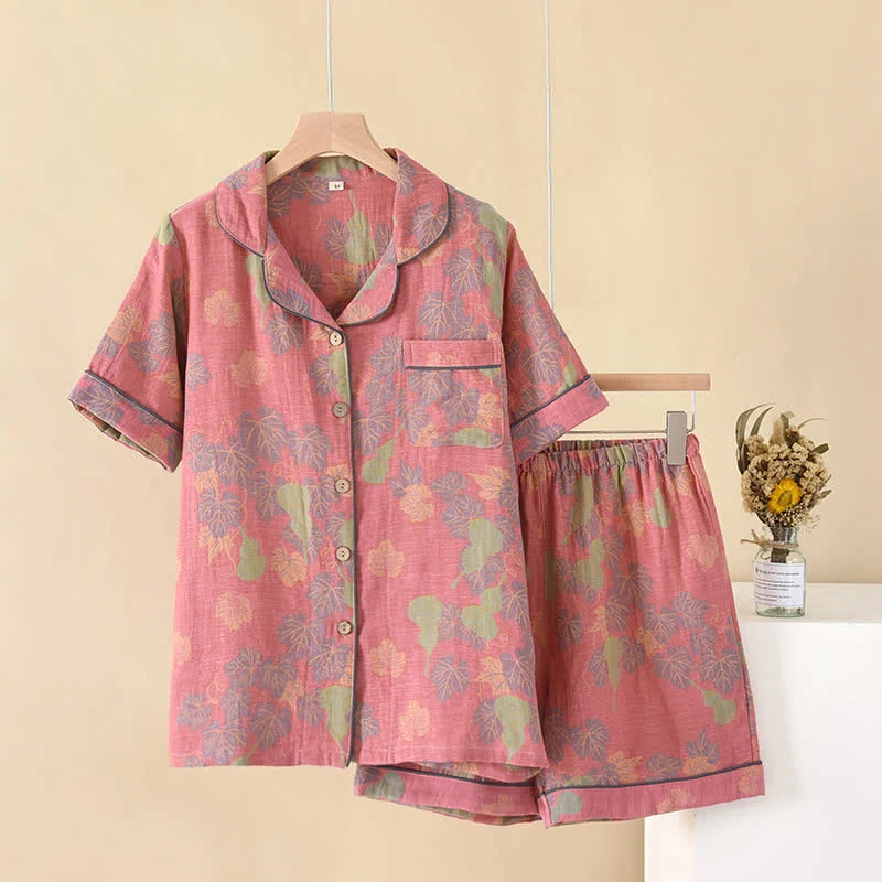 Top-Quality Ownkoti Jacquard Gourd Cotton Gauze Pajama Set Enhanced