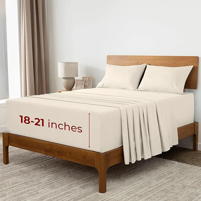 Top-Quality Mellanni Extra Deep Queen Sheets – 4 PC Iconic Collection Bedding – Hotel Luxury Ultra Soft Cooling Bed Sheets – Wrinkle Fade Stain Resistant Queen Golden Ivory Trendy