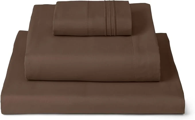 Excellent Mellanni Twin XL Sheets Set – 3 PC Iconic Collection Bedding – Hotel Luxury Extra Soft Cooling Bed Sheets – Wrinkle Fade Stain Resistant Twin Extra Long Brown Responsible