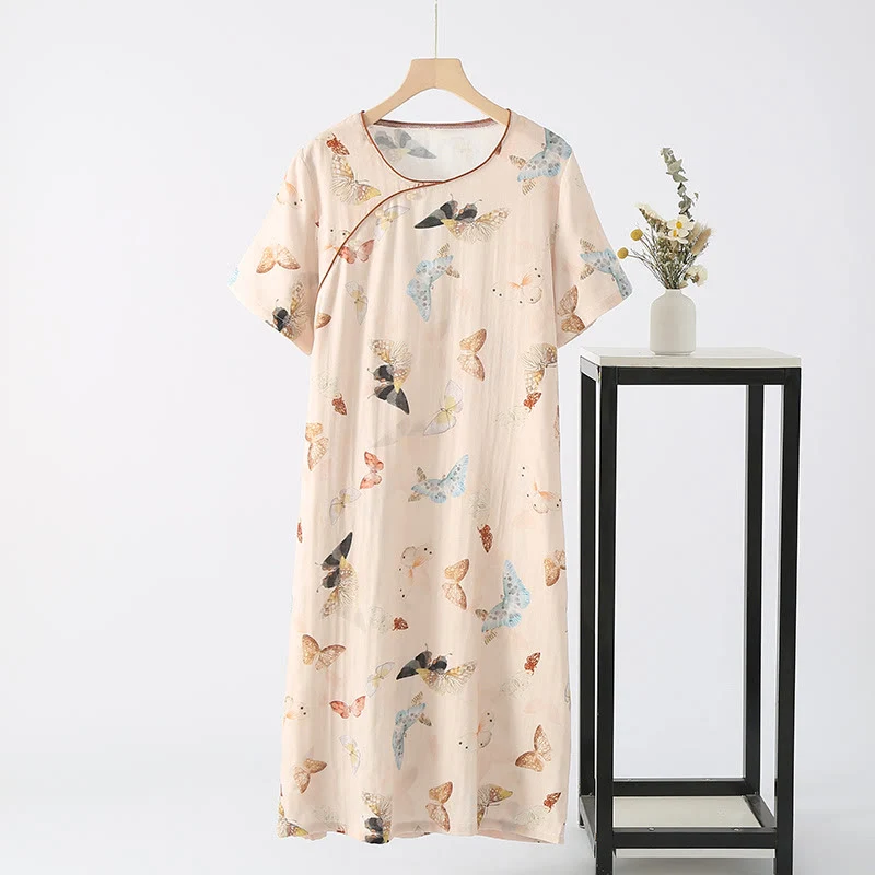 User-Friendly Ownkoti Bamboo Fiber Rural Butterfly Summer Nightgown Original Design