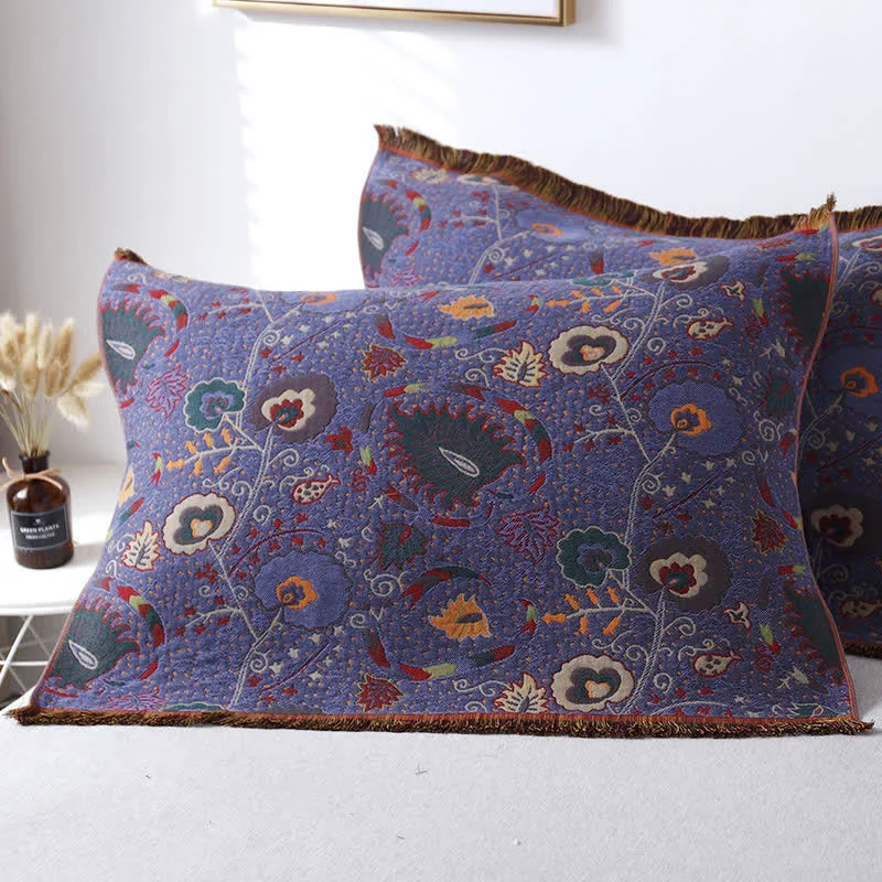 Contemporary Ownkoti Cotton Gauze Vintage Floral Pillow Towel 2PCS Flexible