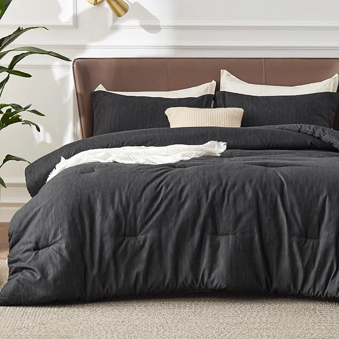 Fine Crafted Bedsure Twin Twin XL Comforter Set – Black Soft Bedding for All Seasons Cationic Dyed Bed Set 2 Pieces 1 Twin Size Comforter 68 quot x88 quot and 1 Pillow Sham 20 quot x26 quot 2 quot Quality