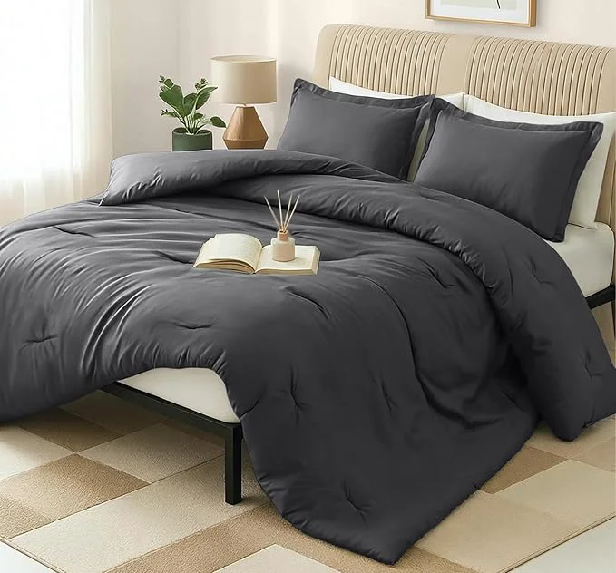 Sophisticated Queen Comforter Set 3 Piece Grey by Utopia Bedding Comforters Queen Size Bedding Comforters Sets Down Soft Bed Set 1 Comforter 88 x 88 inches 2 Pillow Shams 20 x 26 inches Detailed