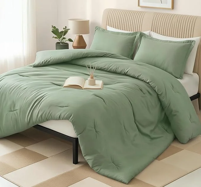Practical Queen Comforter Set 3 Piece Sage Green by Utopia Bedding Comforters Queen Size Bedding Comforters Sets Down Soft Bed Set 1 Comforter 88 x 88 inches 2 Pillow Shams 20 x 26 inches Advanced