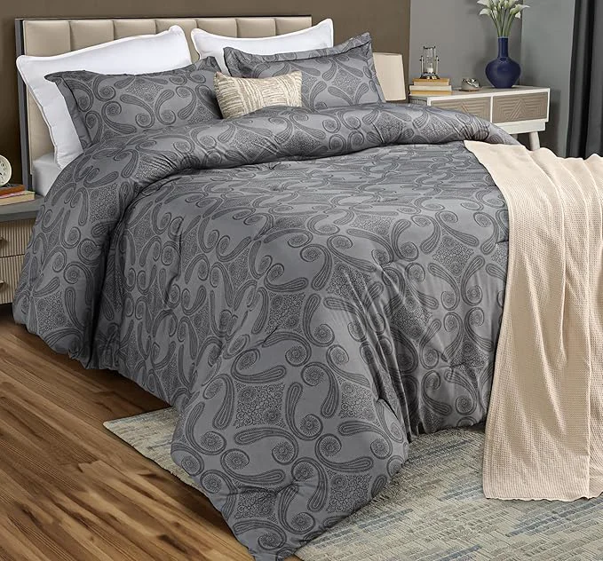 Functional Queen Comforter Set 3 Piece Paisley Grey by Utopia Bedding Floral Comforters Queen Size Bedding Comforters Set Down Soft Bed Set 1 Comforter 88 x 88 inches 2 Pillow Shams 20 x 26 inches Consistent