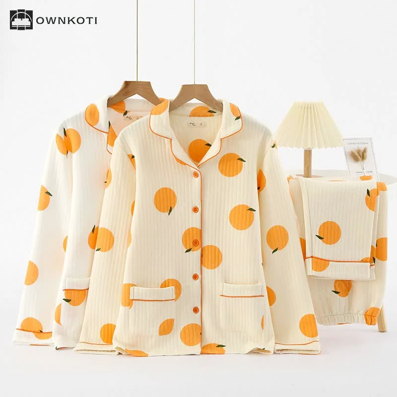 Premium Ownkoti Air Cotton Rural Orange Loungewear Set Carefully Designed