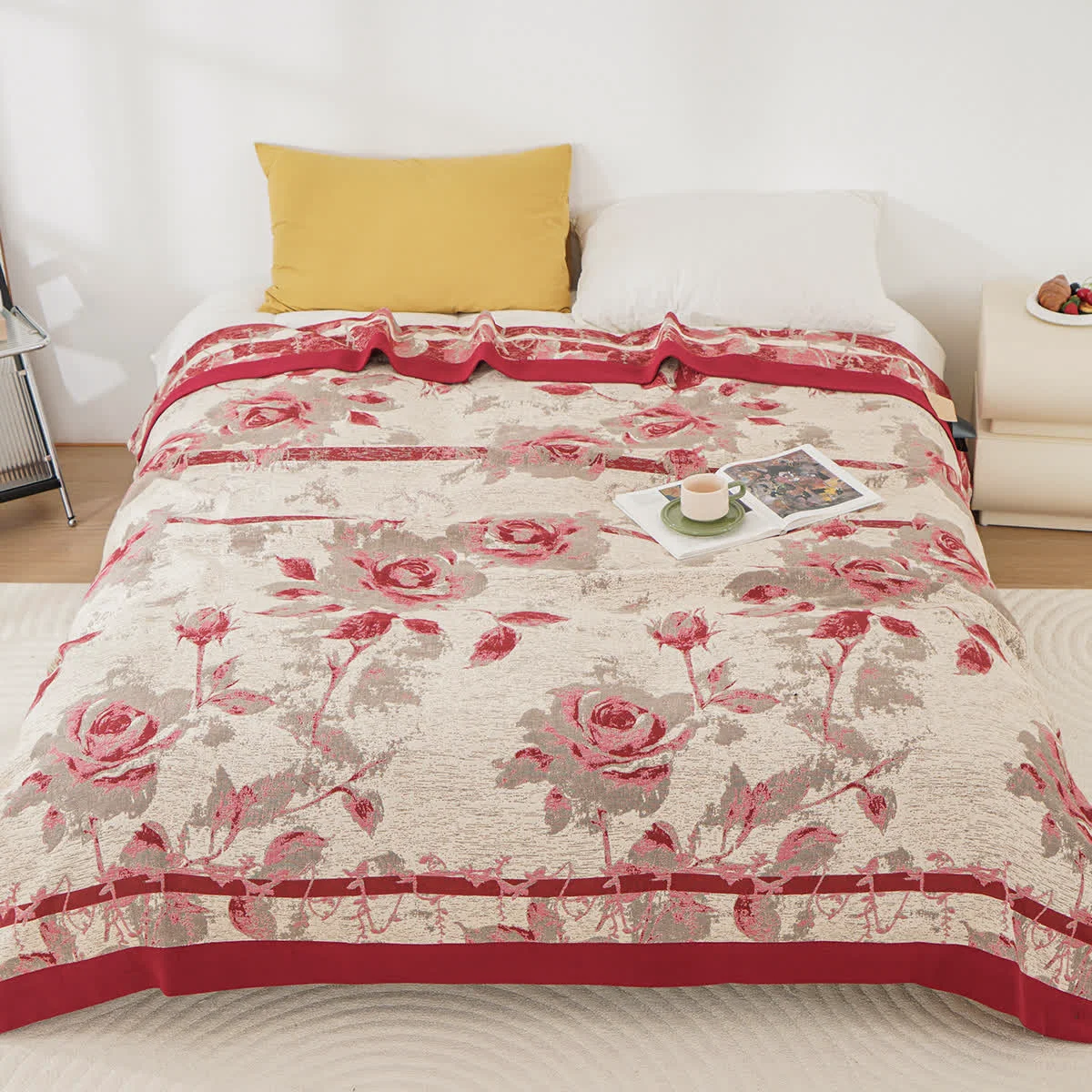 Powerful Ownkoti Cotton Gauze Rose Print Comfy Quilt Fast