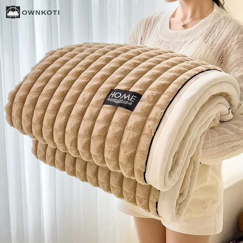 Lightweight Ownkoti Plaid Texture Soft Fleece Throw Blanket Fashionable