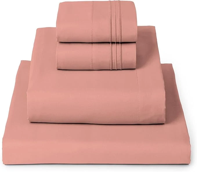 Eco-Friendly Mellanni Queen Sheets Set – 4 PC Iconic Collection Bedding – Hotel Luxury Extra Soft Cooling Bed Sheets – Wrinkle Fade Stain Resistant Queen Coral Fine