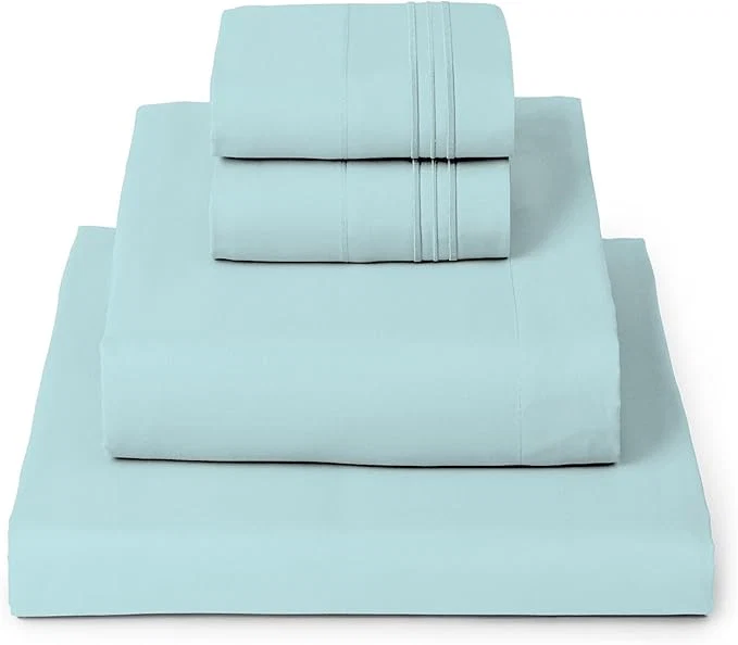 Smooth Mellanni Queen Sheets Set – 4 PC Iconic Collection Bedding – Hotel Luxury Extra Soft Cooling Bed Sheets – Wrinkle Fade Stain Resistant Queen Aqua Sophisticated