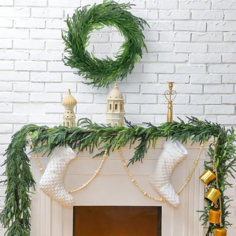 Minimalist Ownkoti Christmas Artificial Faux Norfolk Pine Mantel Decor Authentic