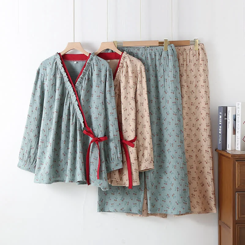 Kimono Rural Rose Organic Cotton Pajamas Womens​ Convenient