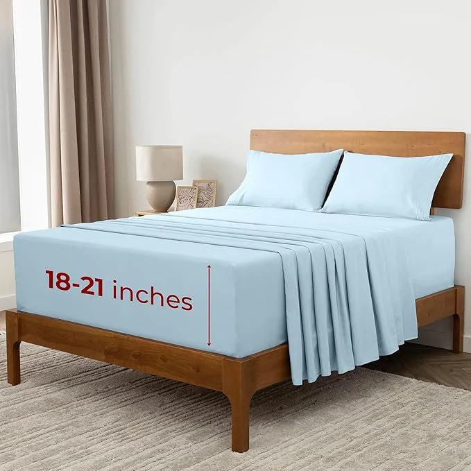Proven Mellanni Extra Deep Queen Sheets – 4 PC Iconic Collection Bedding – Hotel Luxury Ultra Soft Cooling Bed Sheets – Wrinkle Fade Stain Resistant Queen Aqua Environmentally Friendly