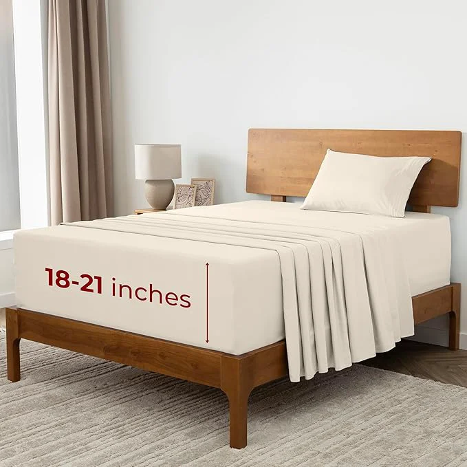 Fine Crafted Mellanni Extra Deep Twin XL Sheets – 3 PC Iconic Collection Bedding – Luxury Ultra Soft Cooling Bed Sheets – Wrinkle Fade Stain Resistant Twin Extra Long Golden Ivory Selected