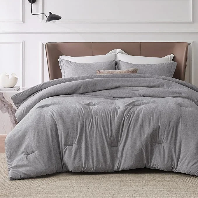 Quality Bedsure California King Comforter Set – Dark Grey Soft Bedding for All Seasons Cationic Dyed Bed Set 3 Pieces 1 California King Size Comforter 104 quot x96 quot and 2 Pillow Shams 20 quot x36 quot 2 quot Traditional