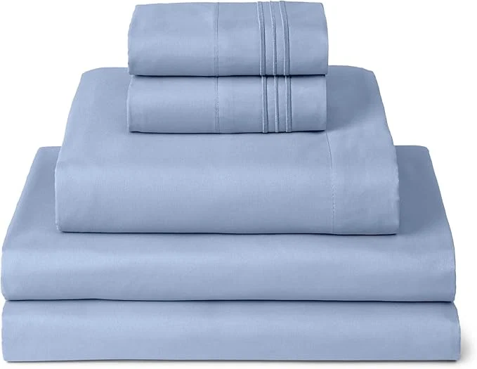 Exceptional Mellanni Split King Sheets Set – 5 PC Iconic Collection Bedding – Hotel Luxury Extra Soft Cooling Bed Sheets – Wrinkle Fade Stain Resistant Split King Sky Blue Reusable