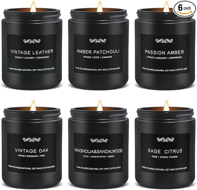 Flexible 6 Pack Candles for Home Scented Aromatherapy Candles Gifts Set for Mens Lightweight