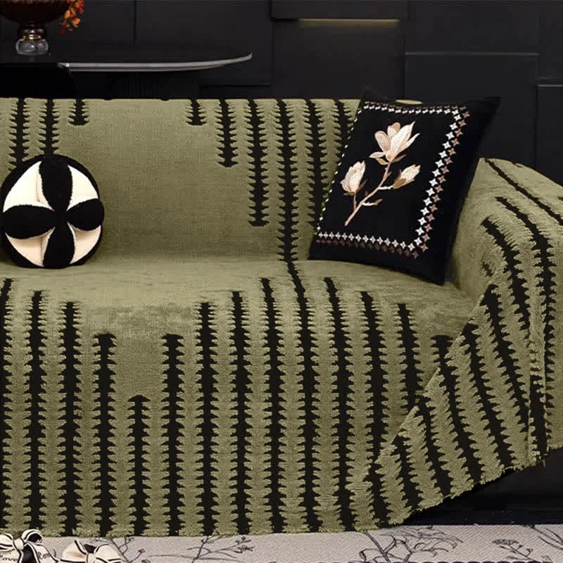 Functional Ownkoti Thick Plush Chenille Stripe Sofa Cover Carefully Designed