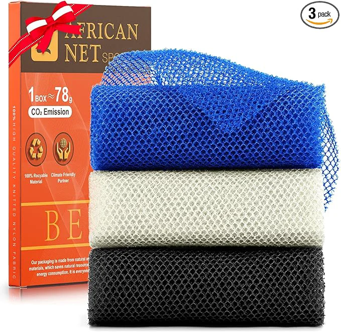 Smooth UJFQBH 3 Pieces African Bath Sponge African Net Long Net Bath Sponge Next-Generation