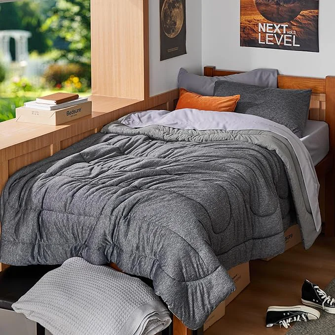 Outstanding Bedsure Twin Twin XL Comforter Set – Cooling and Warm Bed Set Dark Grey Reversible Bedding for All Season 2 Pieces 1 Twin Twin XL Size Comforter 68 quot x88 quot and 1 Pillow Case 20 quot x26 quot Optimized