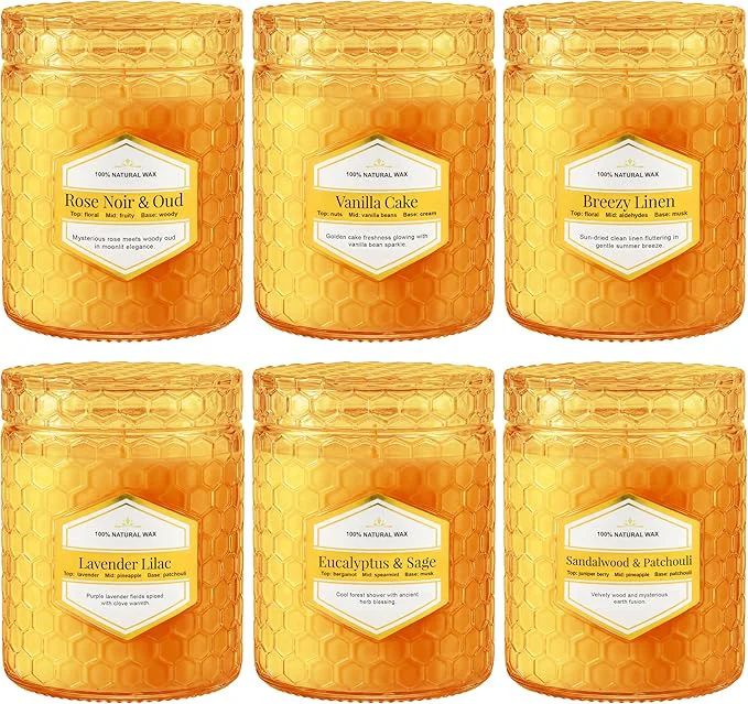 Durable 6 Pack Amber Glass Scented Candles Exclusive
