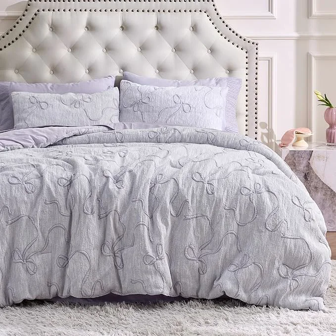 Functional Bedsure Purple Comforter Set Queen GentleSoft™ 3 Pieces Breathable Bow Comforter Set Women Girls with 2 Pillow Shams Cute Queen Bedding Sets Purple Room Decor Aesthetic Bedroom Decor 90×90 Inches Trusted