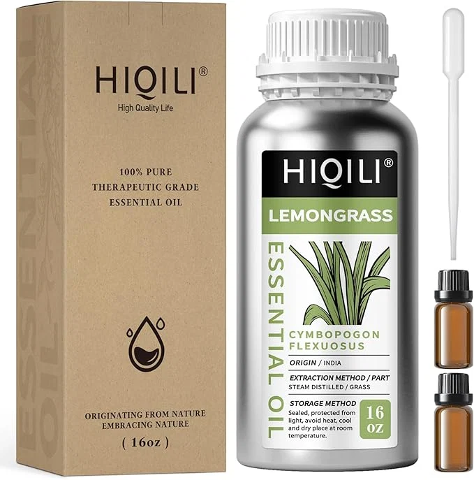 Advanced HIQILI 16 Fl Oz Lemongrass Essential Oil Pure Natural Undiluted Stylish