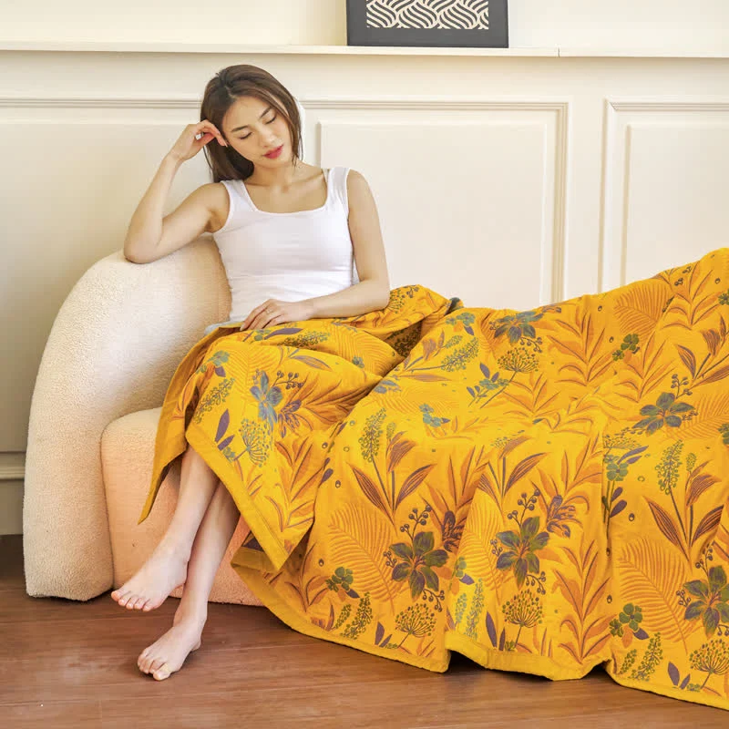 Excellent Ownkoti Three Layer Cotton Gauze Comfy Floral Blanket Clean