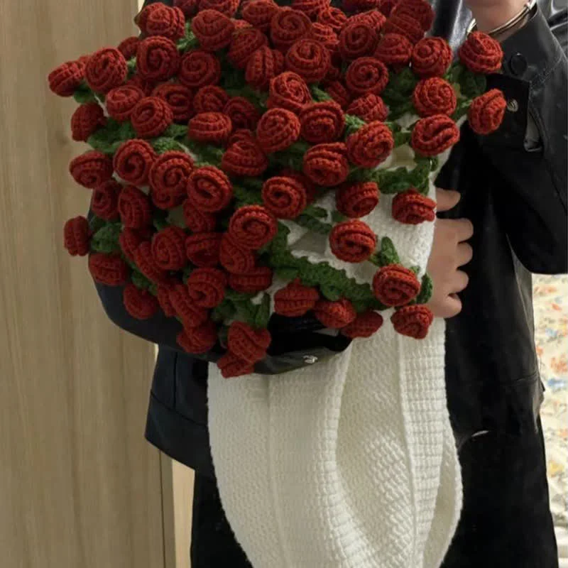 Original Ownkoti Handmade Crochet Rose Blanket Bouquet Premium