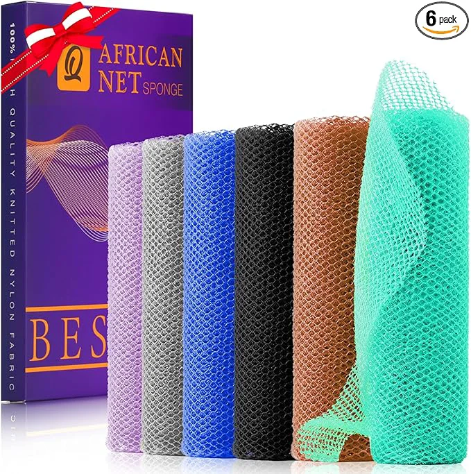 Next-Generation UJFQBH 6 Pieces African Bath Sponge African Net Long Net Bath Sponge Soft
