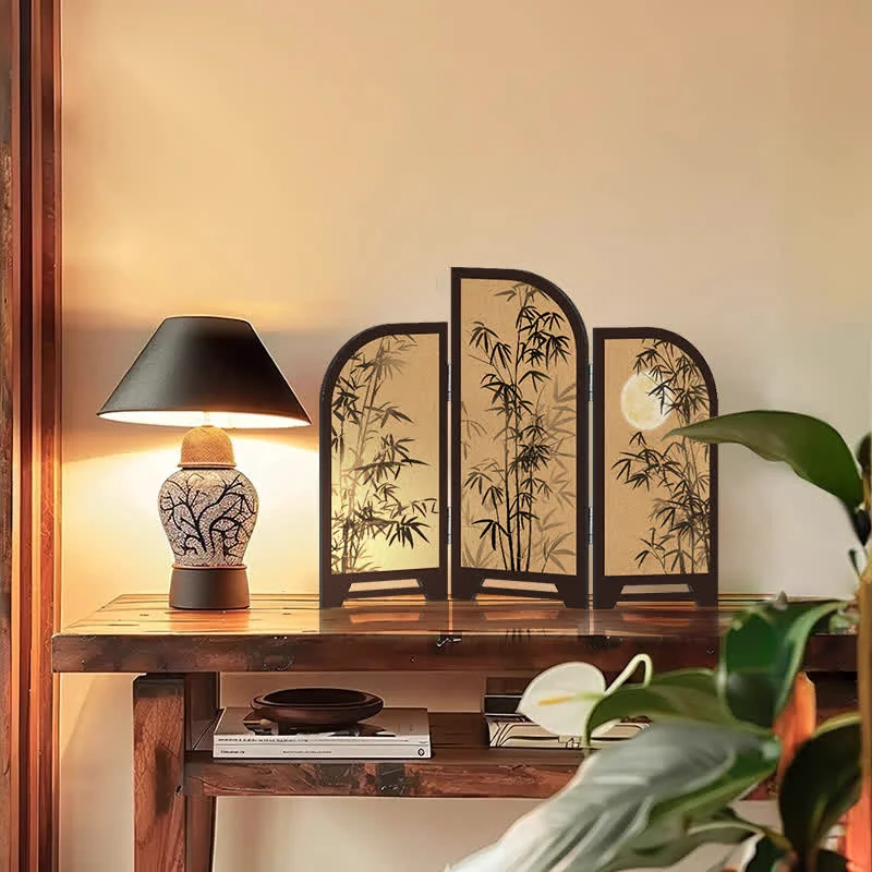 Original Design Ownkoti Vintage Bamboo Foldable Screen Desktop Ornament Luxury