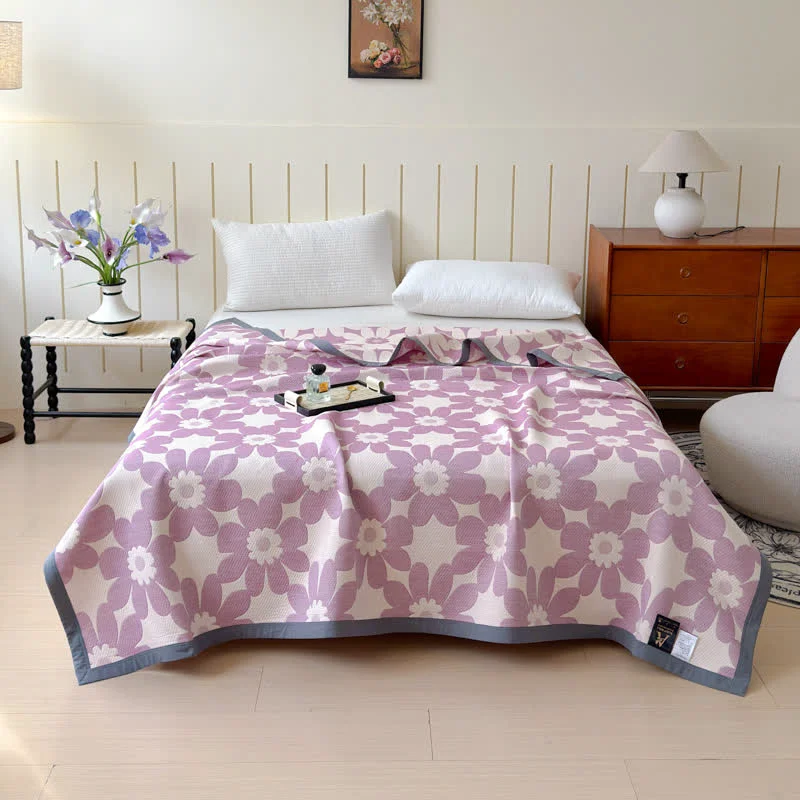 Trusted Ownkoti Purple Floral Print Cotton Gauze Quilt Enhanced