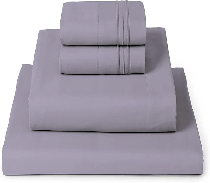 Traditional Mellanni California King Sheets Set – 4 PC Iconic Collection Bedding – Hotel Luxury Extra Soft Cooling Bed Sheets – Wrinkle Fade Stain Resistant Cal King Hazy Lilac Stylish