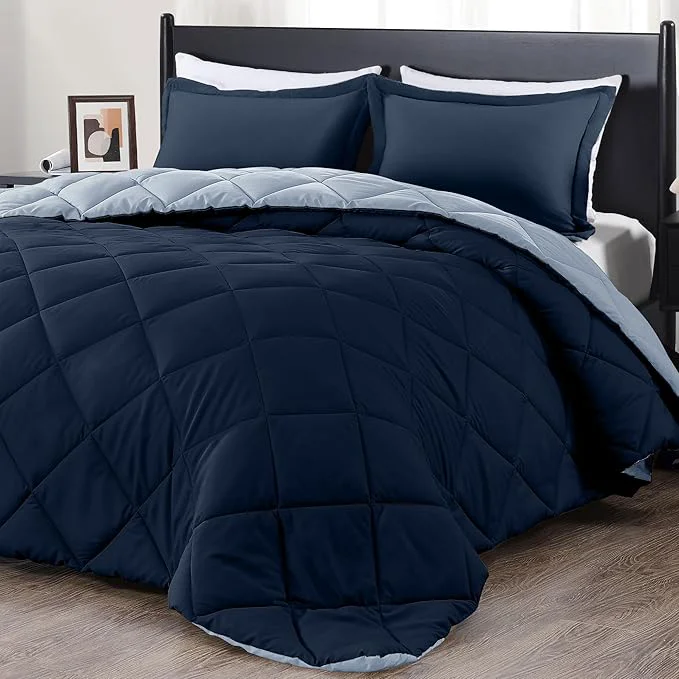Prestigious downluxe California King Comforter Set – Blue and Sapphire Cal King Comforter Set Soft Bedding Sets for All Seasons – 3 Pieces – 1 Comforter 104 quot x96 quot and 2 Pillow Shams 20 quot x36 quot Top-Quality