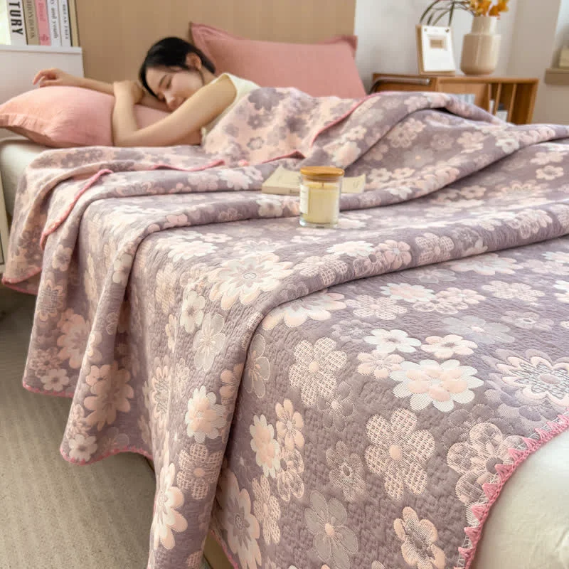 Sustainable Ownkoti Rural Flower Cotton Layers Gauze Reversible Coverlet Carefully Designed