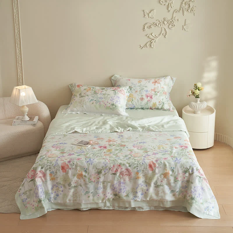 Ownkoti Pastoral Floral Soft Summer Bedding Set 4pcs Practical